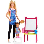 Barbie - Lalka Nauczycielka plastyki z uczennicą + Akcesoria GJM29 887961813876 balony bemowo hobby art 